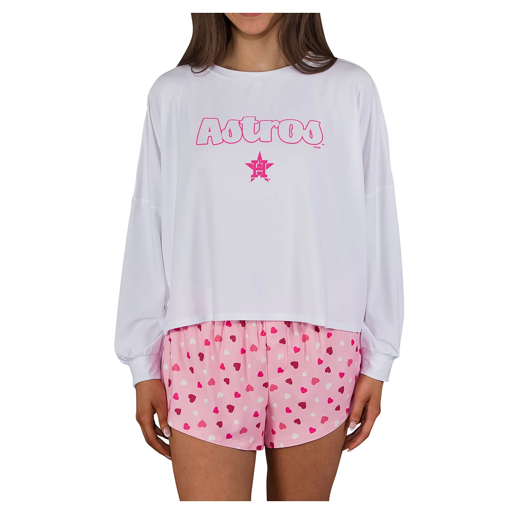 Women's Concepts Sport Pink Houston Astros Lyric Knit Long Sleeve Top & Short Set