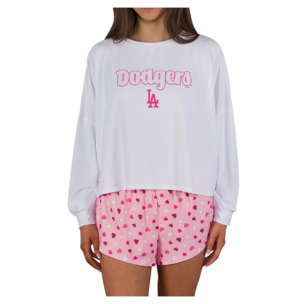 Women's Concepts Sport Pink Los Angeles Dodgers Lyric Knit Long Sleeve Top & Short Set