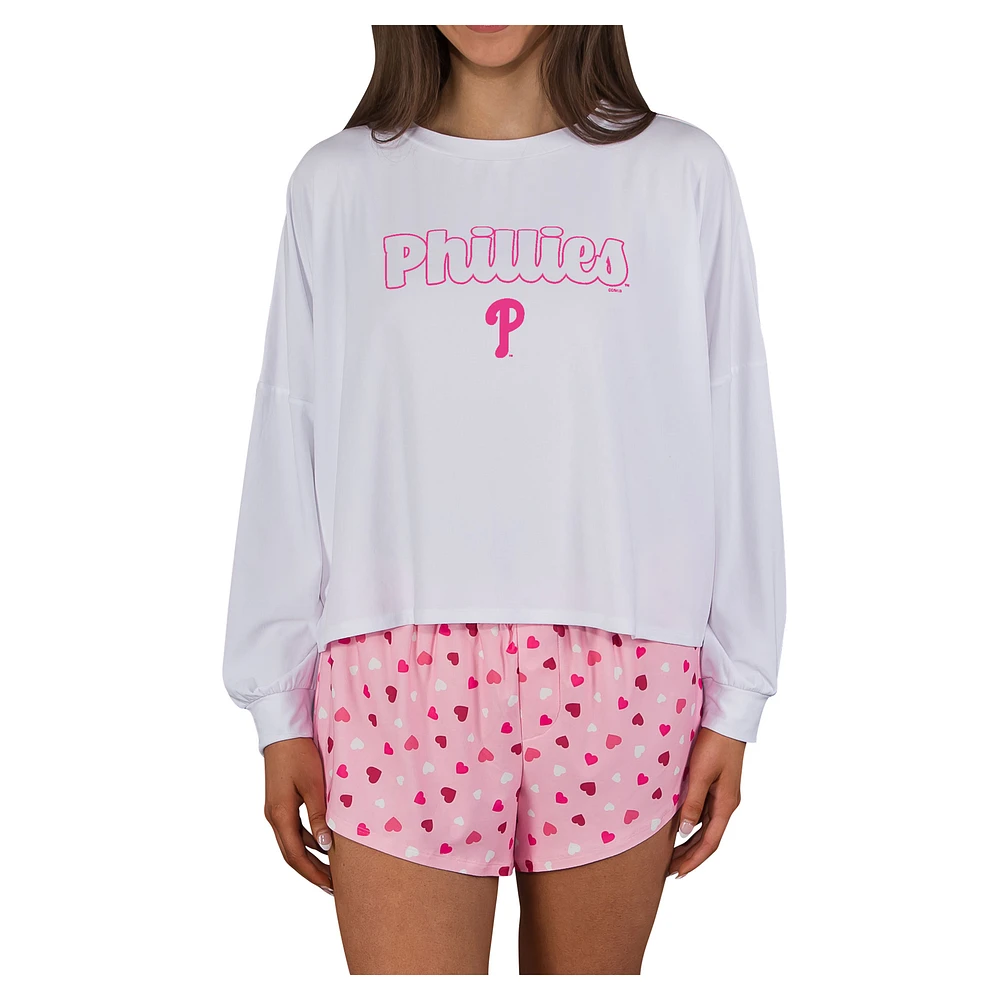 Women's Concepts Sport Pink Philadelphia Phillies Lyric Knit Long Sleeve Top & Short Set