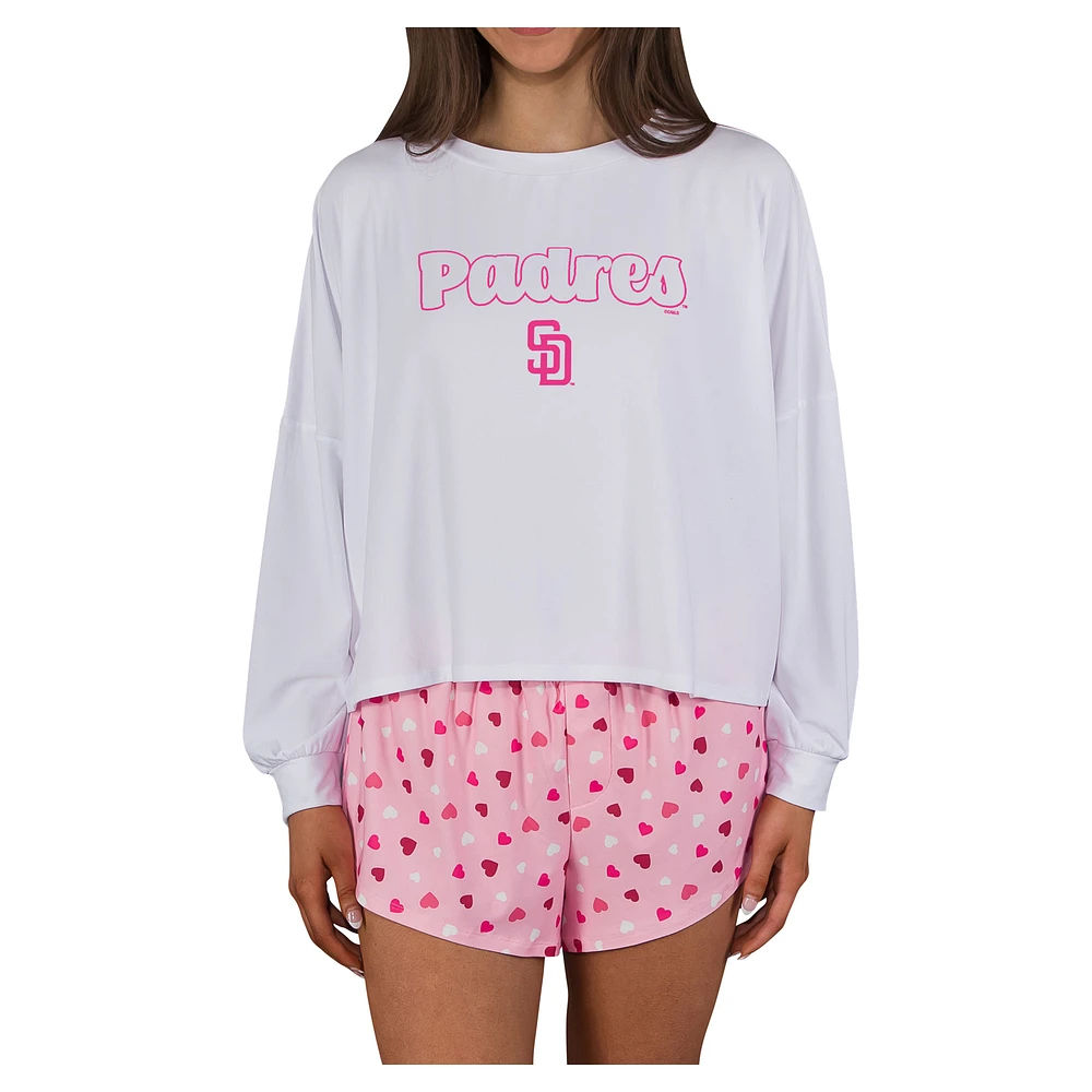 Women's Concepts Sport Pink San Diego Padres Lyric Knit Long Sleeve Top & Short Set