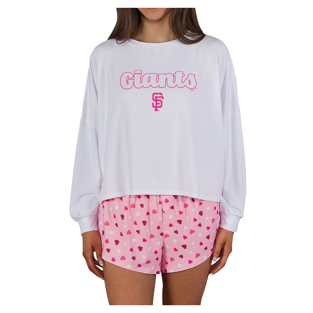 Women's Concepts Sport Pink San Francisco Giants Lyric Knit Long Sleeve Top & Short Set