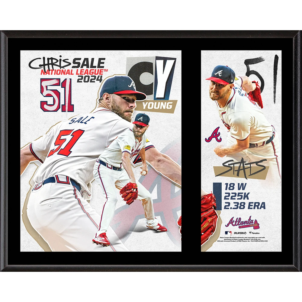 Chris Sale Atlanta Braves 2024 National League Cy Young Award 12" x 15" Sublimated Plaque