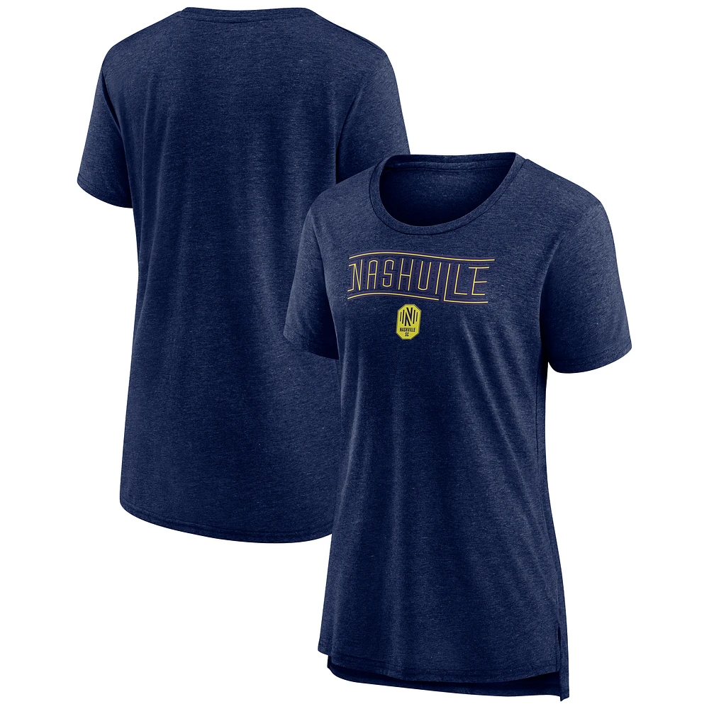 Women's Fanatics Heather Navy Nashville SC Iconic Break It Loose Tri-Blend T-Shirt