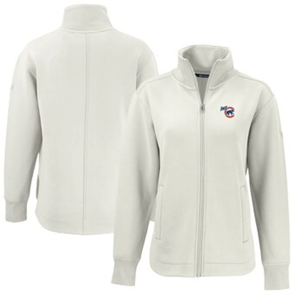 Women's Cutter & Buck White Iowa Cubs Roam Eco Recycled Full-Zip Jacket