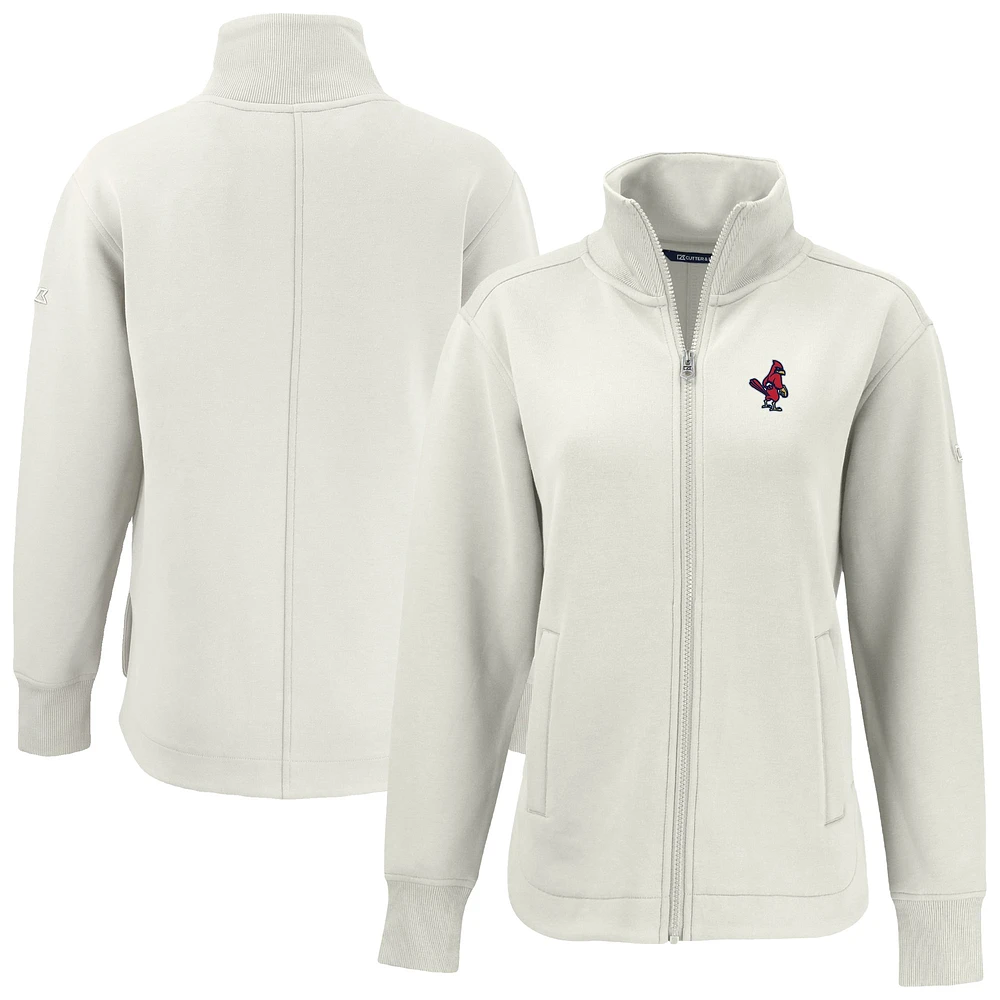 Women's Cutter & Buck White Memphis Redbirds Roam Eco Recycled Full-Zip Jacket