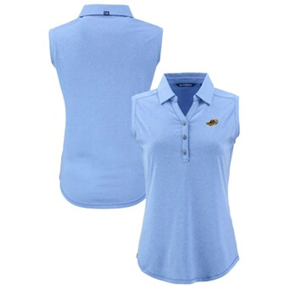 Women's Cutter & Buck Heather Powder Blue Akron RubberDucks Forge Eco Stretch Recycled Sleeveless Polo