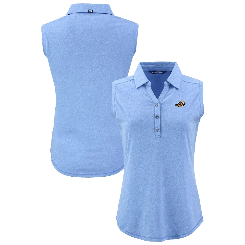 Women's Cutter & Buck Heather Powder Blue Akron RubberDucks Forge Eco Stretch Recycled Sleeveless Polo
