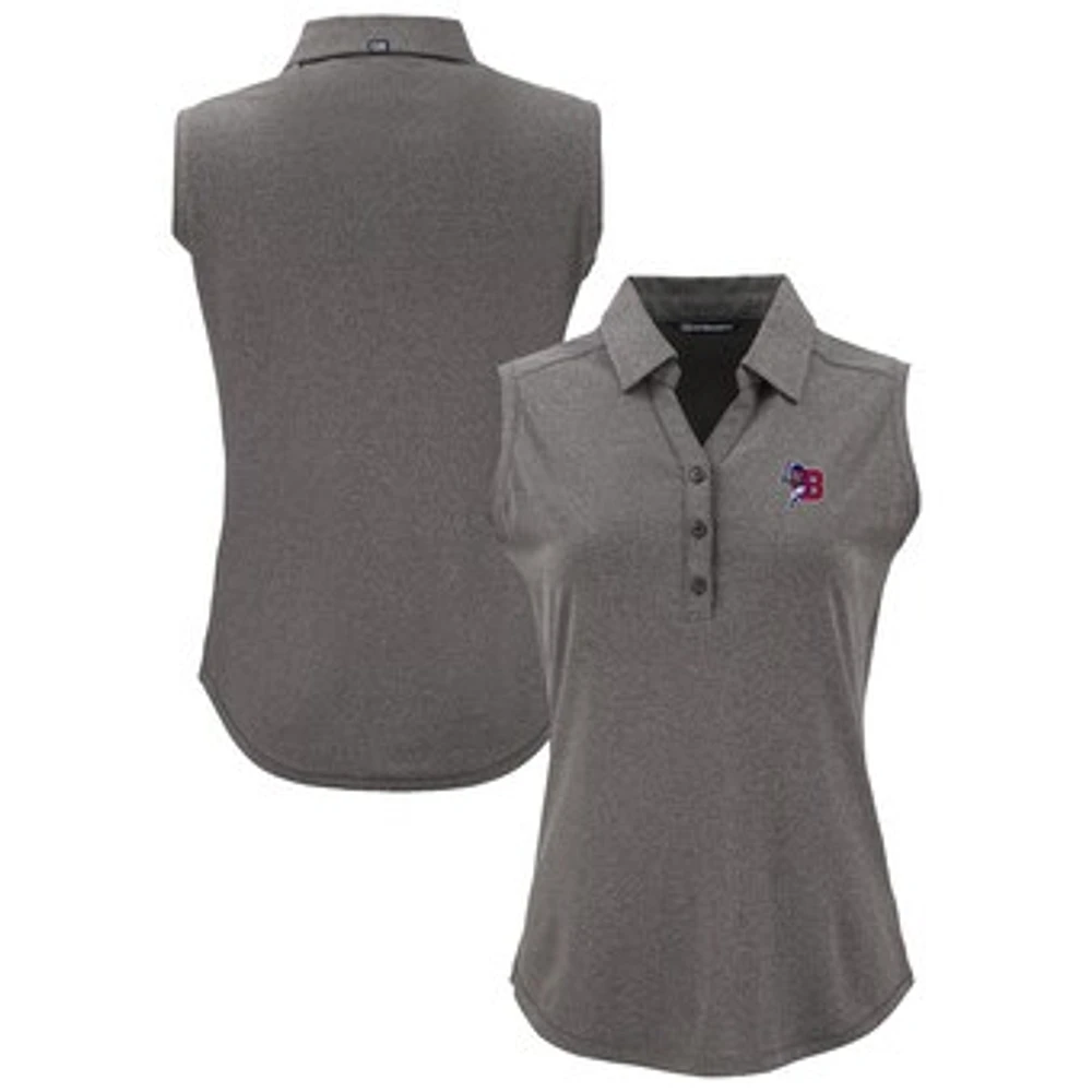 Women's Cutter & Buck Heather Black Buffalo Bisons Forge Eco Stretch Recycled Sleeveless Polo