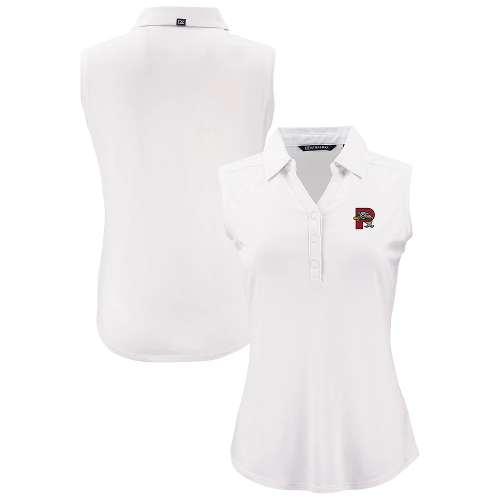 Women's Cutter & Buck White Portland Sea Dogs Forge Eco Stretch Recycled Sleeveless Polo