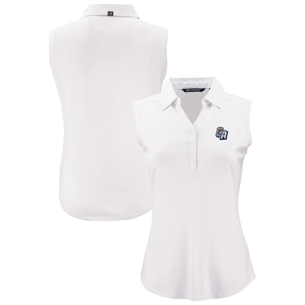 Women's Cutter & Buck White San Antonio Missions Forge Eco Stretch Recycled Sleeveless Polo