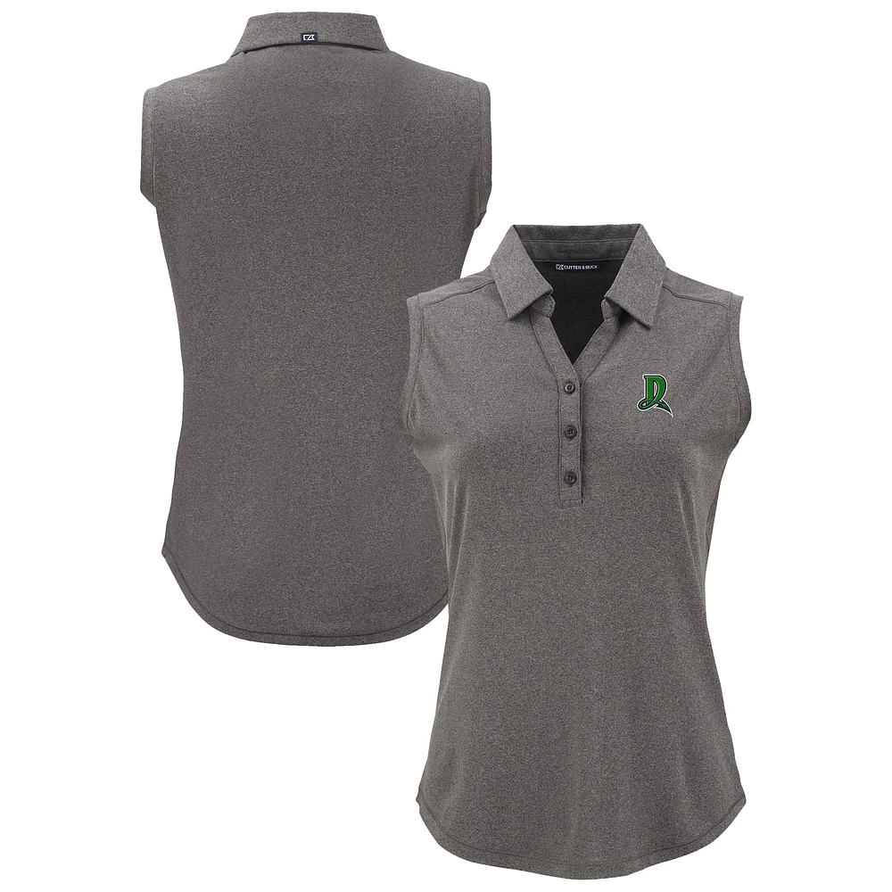 Women's Cutter & Buck Heather Black Dayton Dragons Forge Eco Stretch Recycled Sleeveless Polo