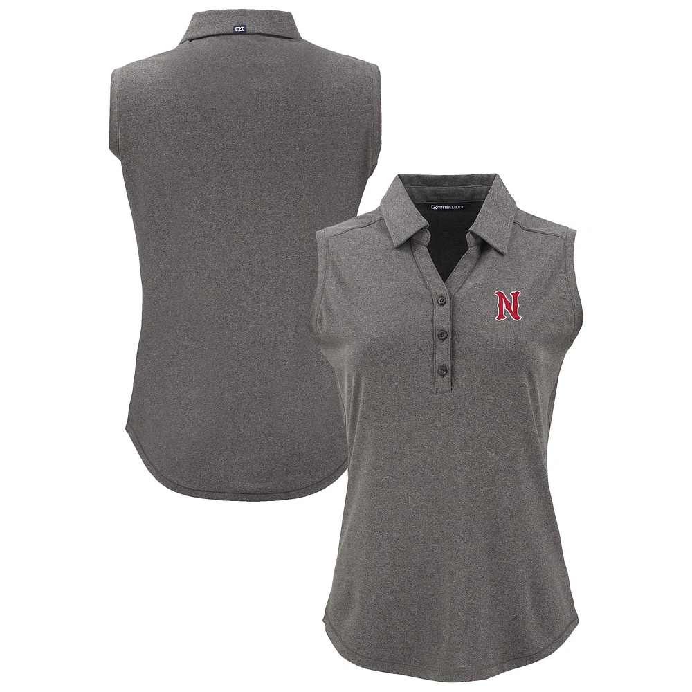 Women's Cutter & Buck Heather Black Nashville Sounds Forge Eco Stretch Recycled Sleeveless Polo