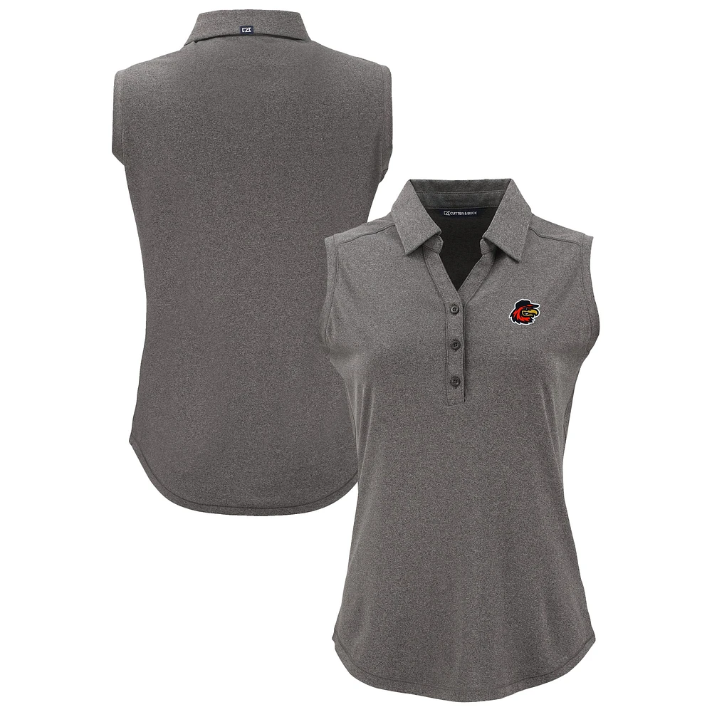 Women's Cutter & Buck Heather Black Rochester Red Wings Forge Eco Stretch Recycled Sleeveless Polo