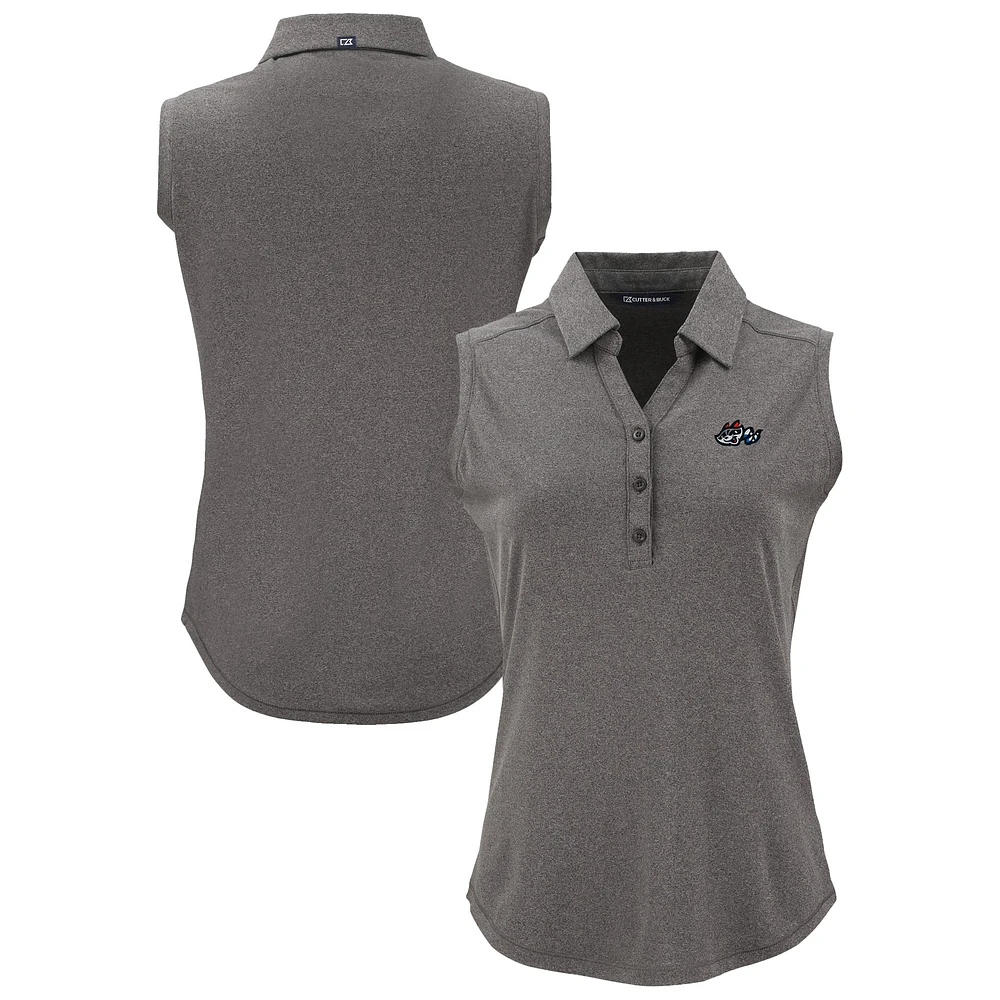 Women's Cutter & Buck Heather Black Rocket City Trash Pandas Forge Eco Stretch Recycled Sleeveless Polo