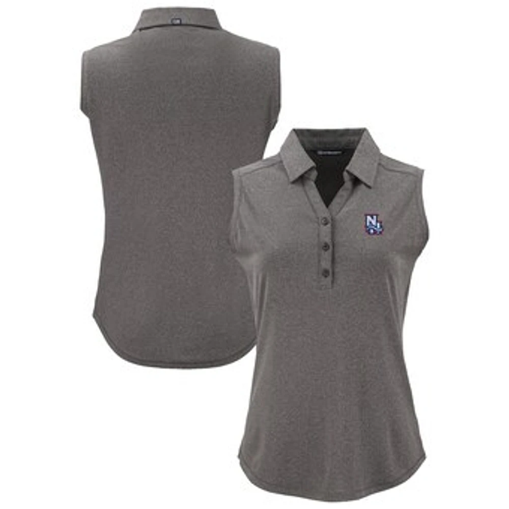 Women's Cutter & Buck Heather Black New Hampshire Fisher Cats Forge Eco Stretch Recycled Sleeveless Polo