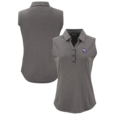 Women's Cutter & Buck Heather Black New Hampshire Fisher Cats Forge Eco Stretch Recycled Sleeveless Polo