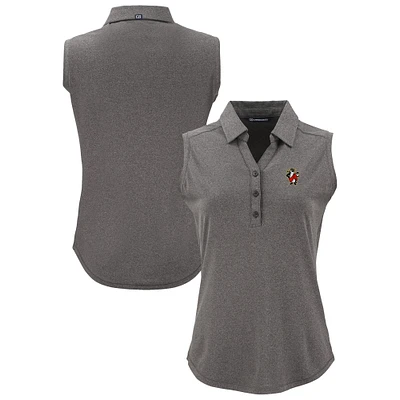 Women's Cutter & Buck Heather Black Rome Emperors Forge Eco Stretch Recycled Sleeveless Polo