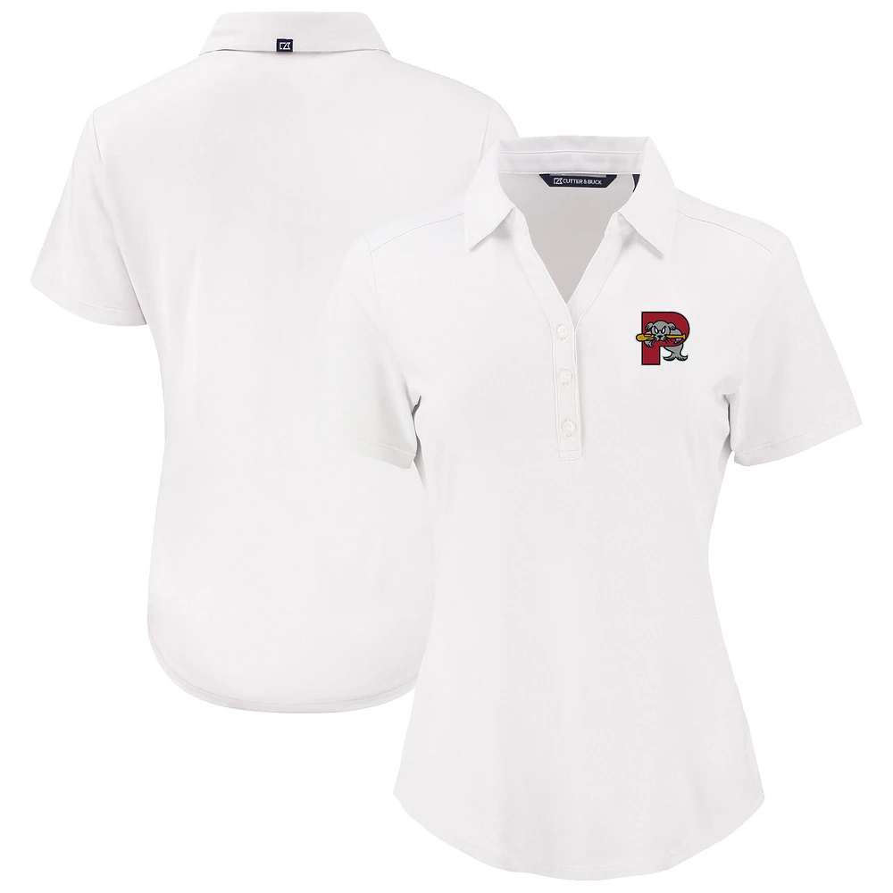 Women's Cutter & Buck White Portland Sea Dogs Forge Eco Stretch Recycled Polo
