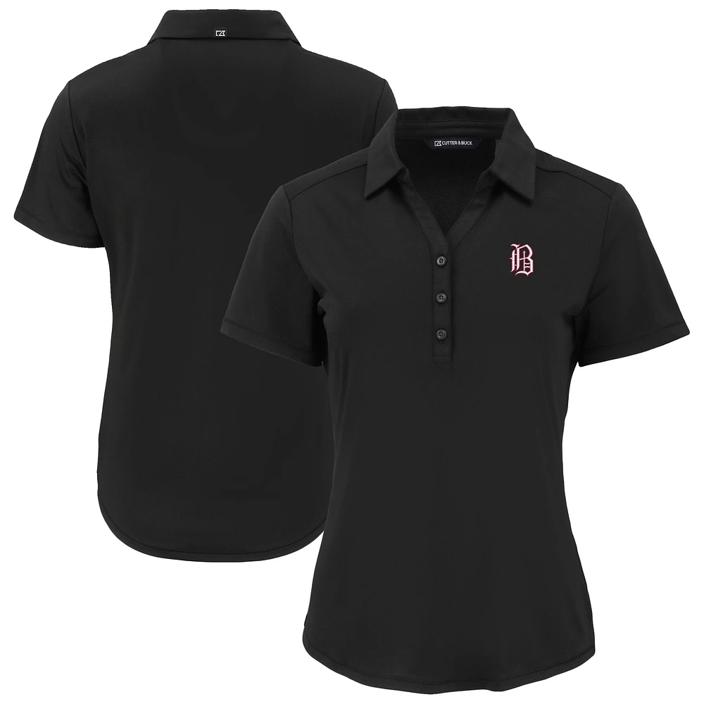 Women's Cutter & Buck Black Birmingham Barons Forge Eco Stretch Recycled Polo