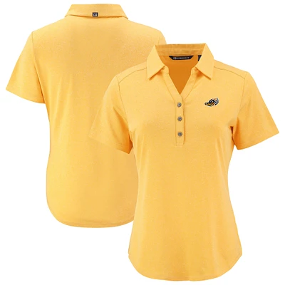 Women's Cutter & Buck Heather Gold Akron RubberDucks Forge Eco Stretch Recycled Polo