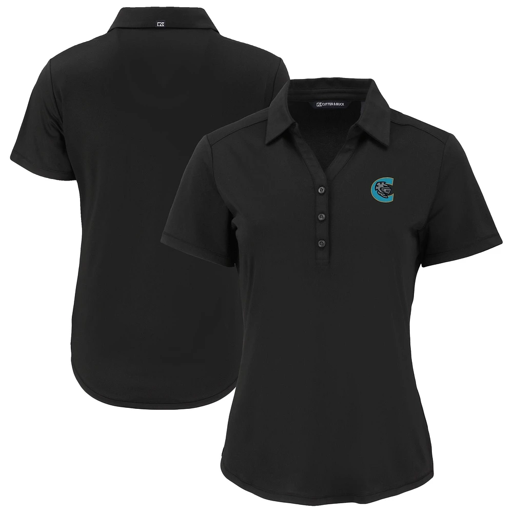 Women's Cutter & Buck Black Charlotte Knights Forge Eco Stretch Recycled Polo