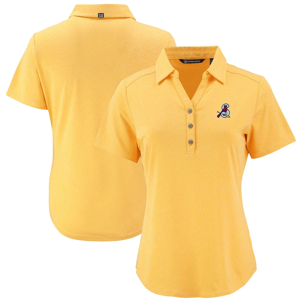 Women's Cutter & Buck Heather Gold Springfield Cardinals Forge Eco Stretch Recycled Polo