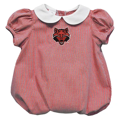 Girls Infant Vive La Fete Scarlet Arkansas State Red Wolves Puffy Bubble Dress