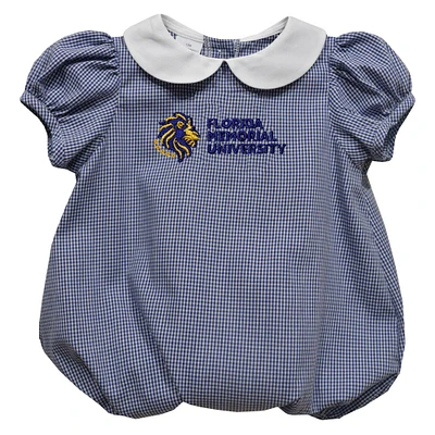 Girls Infant Vive La Fete  Blue FMU Lions Gingham Puffy Bubble Dress