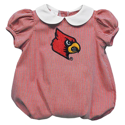 Girls Infant Vive La Fete Red Louisville Cardinals Gingham Puffy Bubble Dress
