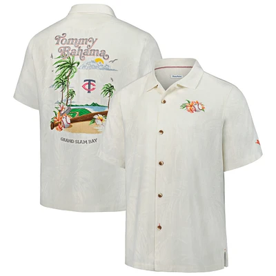 Men's Tommy Bahama White Minnesota Twins Grand Slam Bay Camp Button-Up Shirt