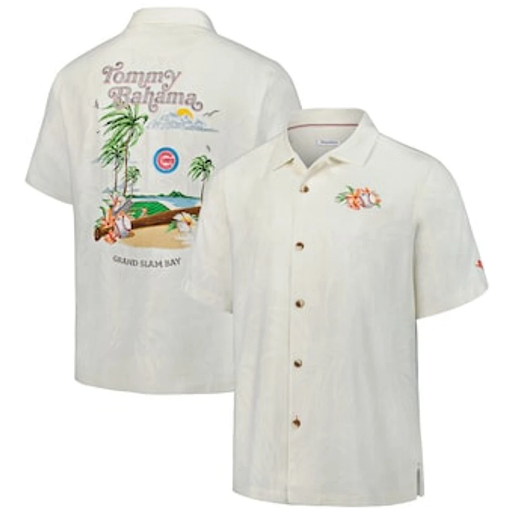 Men's Tommy Bahama White Chicago Cubs Grand Slam Bay Camp Button-Up Shirt