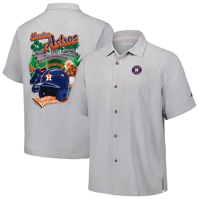 Men's Tommy Bahama Gray Houston Astros Hit and Run Silk Camp Button-Up Shirt