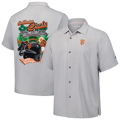 Men's Tommy Bahama Gray San Francisco Giants Hit and Run Silk Camp Button-Up Shirt