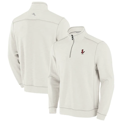 Men's Tommy Bahama Cream St. Louis Cardinals Sport Tobago Bay Tri-Blend Half-Zip Sweatshirt