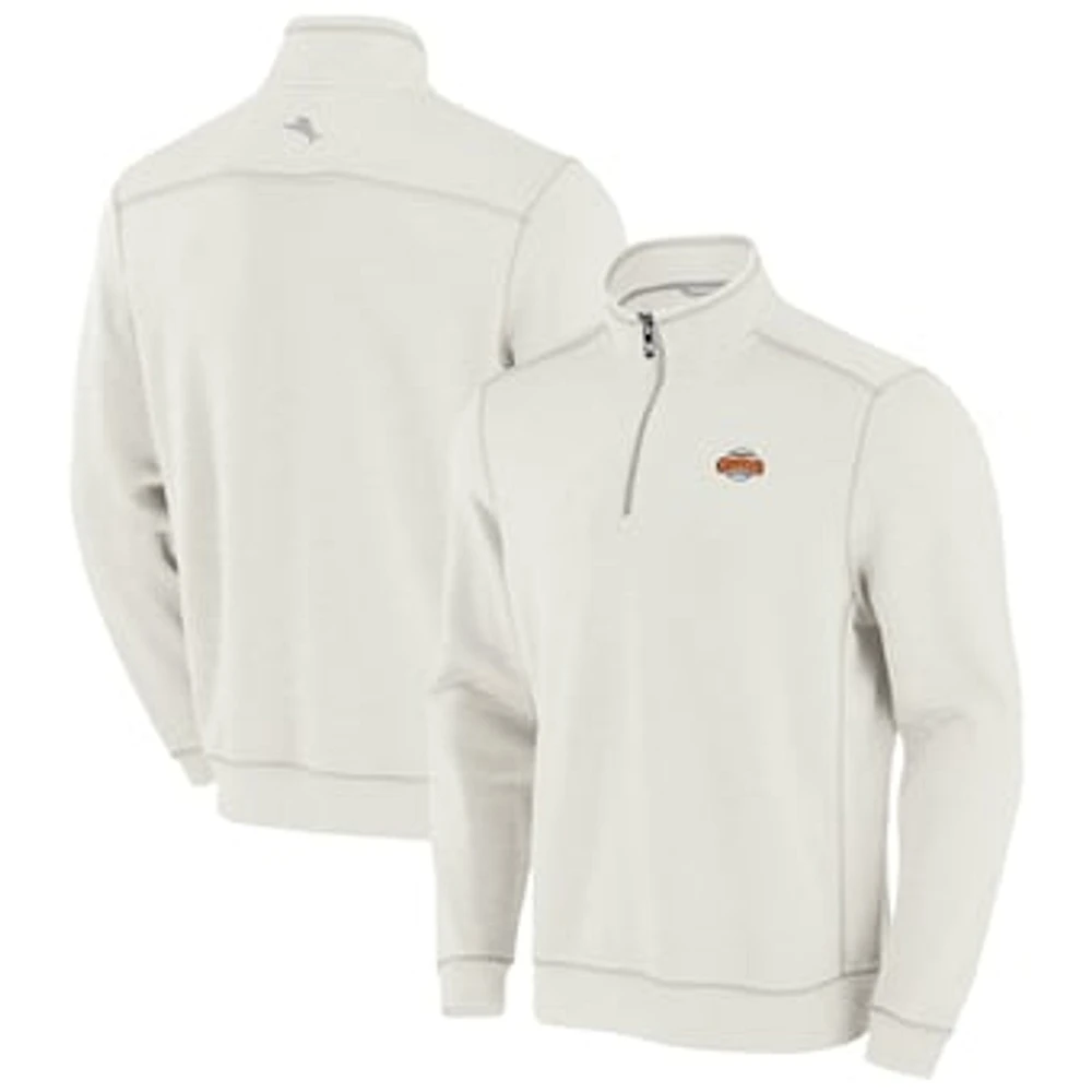 Men's Tommy Bahama Cream San Francisco Giants Sport Tobago Bay Tri-Blend Half-Zip Sweatshirt
