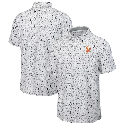 Men's Tommy Bahama Gray San Francisco Giants Nova Wave Riptide Rally Camp Button-Up Short Sleeve Shirt