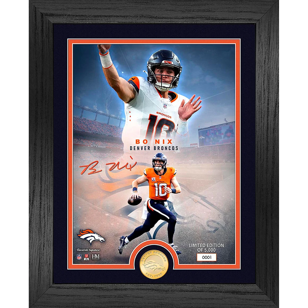 Highland Mint Bo Nix Denver Broncos 13" x 16" Legends Bronze Coin Photo Mint