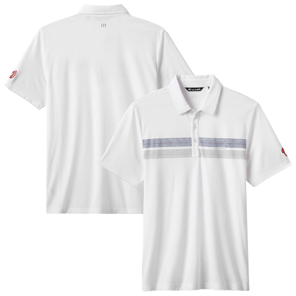Men's TravisMathew White Washington Nationals Top Recruit Tri-Blend Polo