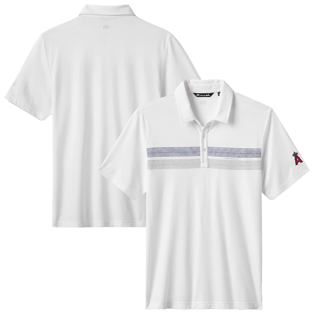 Men's TravisMathew White Los Angeles Angels Top Recruit Tri-Blend Polo