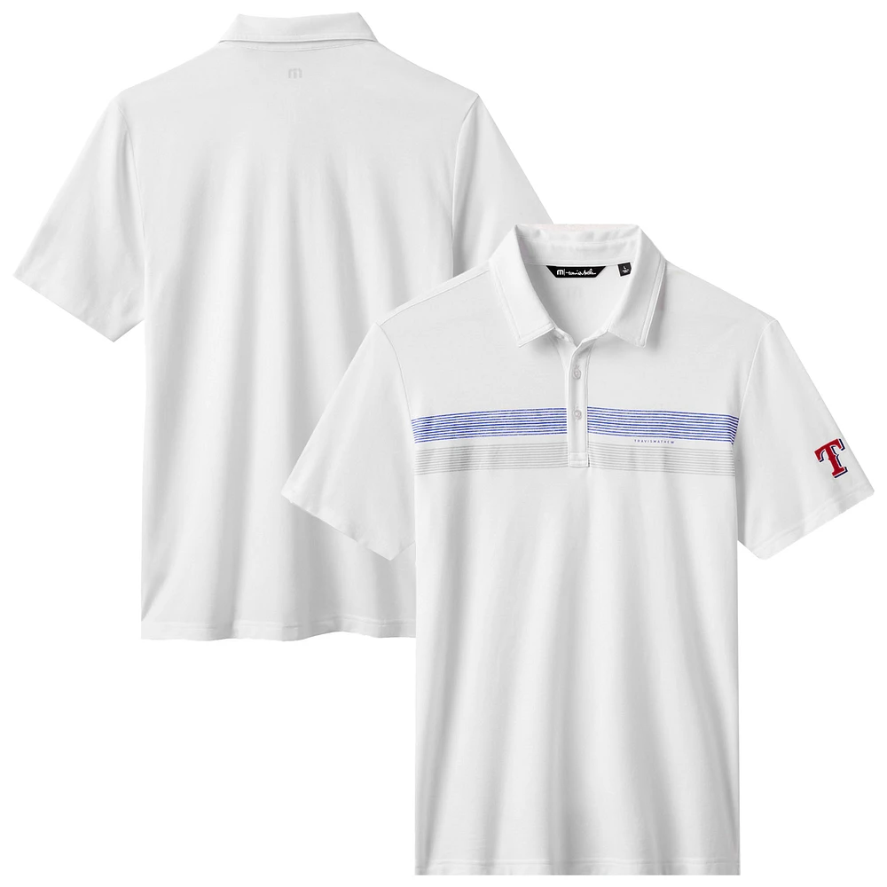 Men's TravisMathew White Texas Rangers Top Recruit Tri-Blend Polo