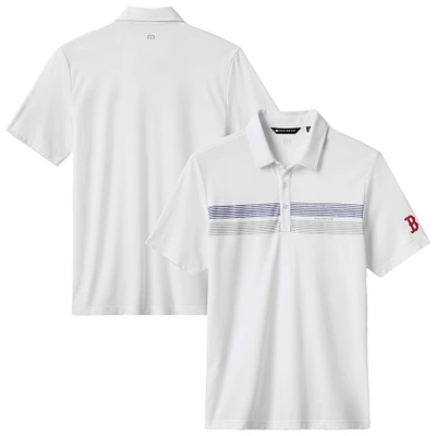 Men's TravisMathew White Boston Red Sox Top Recruit Tri-Blend Polo