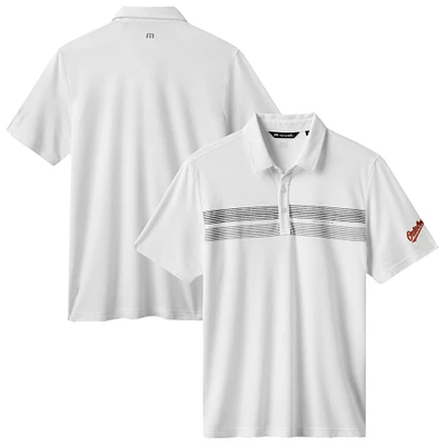 Men's TravisMathew White Baltimore Orioles Top Recruit Tri-Blend Polo