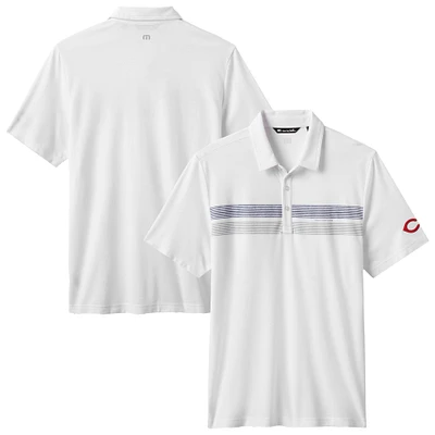 Men's TravisMathew White Cincinnati Reds Top Recruit Tri-Blend Polo
