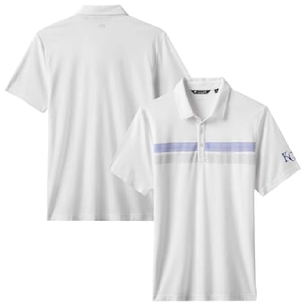 Men's TravisMathew White Kansas City Royals Top Recruit Tri-Blend Polo