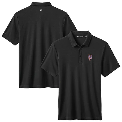 Men's TravisMathew Black New York Mets Playoff Pitch Tri-Blend Polo
