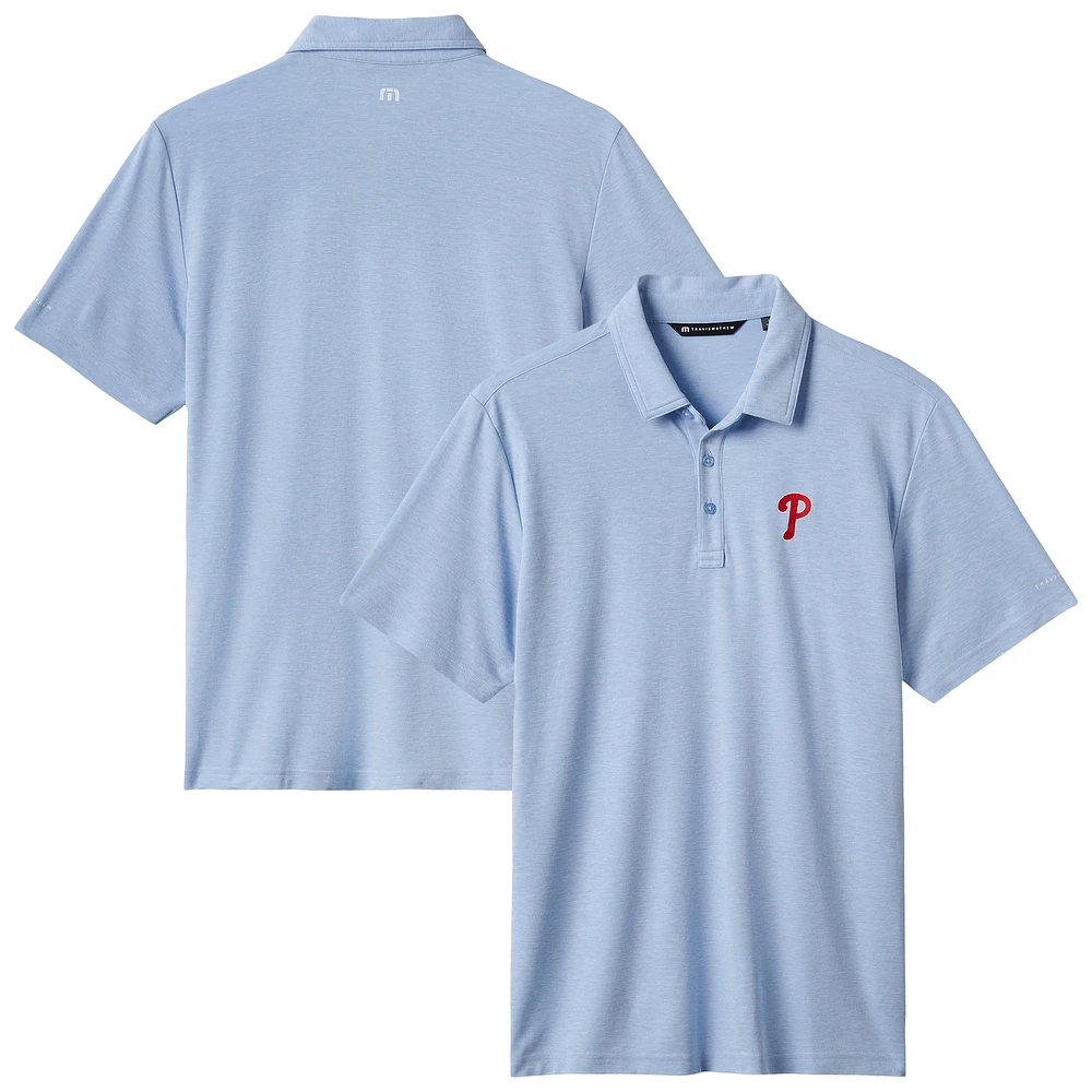 Men's TravisMathew Light Blue Philadelphia Phillies Playoff Pitch Tri-Blend Polo