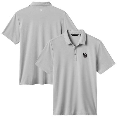 Men's TravisMathew Heather Gray San Diego Padres Playoff Pitch Tri-Blend Polo