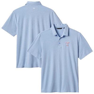 Men's TravisMathew Heather Blue Texas Rangers Playoff Pitch Tri-Blend Polo