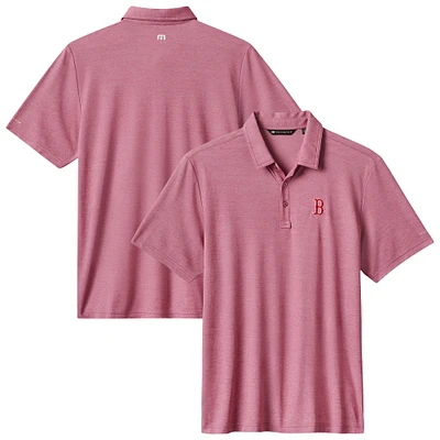 Men's TravisMathew Heather Red Boston Sox Playoff Pitch Tri-Blend Polo
