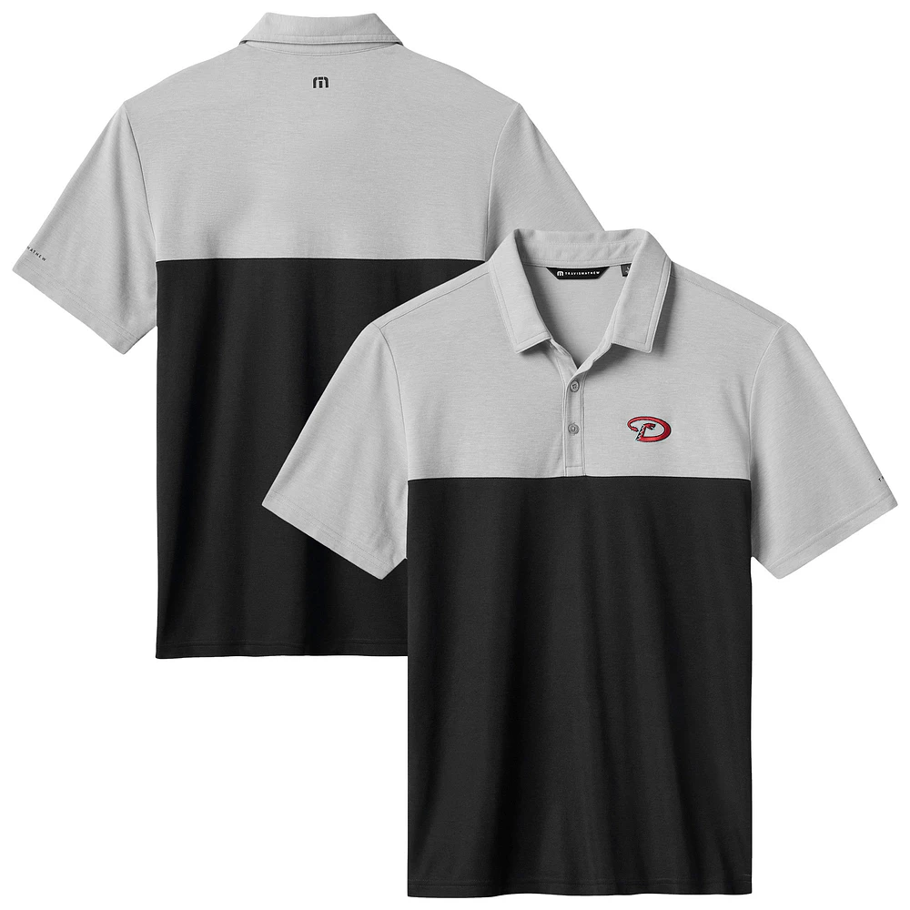 Men's TravisMathew Gray/Black Arizona Diamondbacks Home Run Leader Tri-Blend Polo